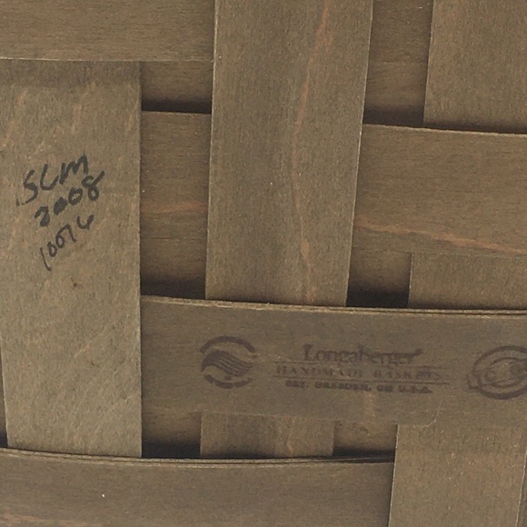 Vintage Longaberger Signed Bring Along Basket Tan Nylon Wood With Side Handles - Picture 5 of 11